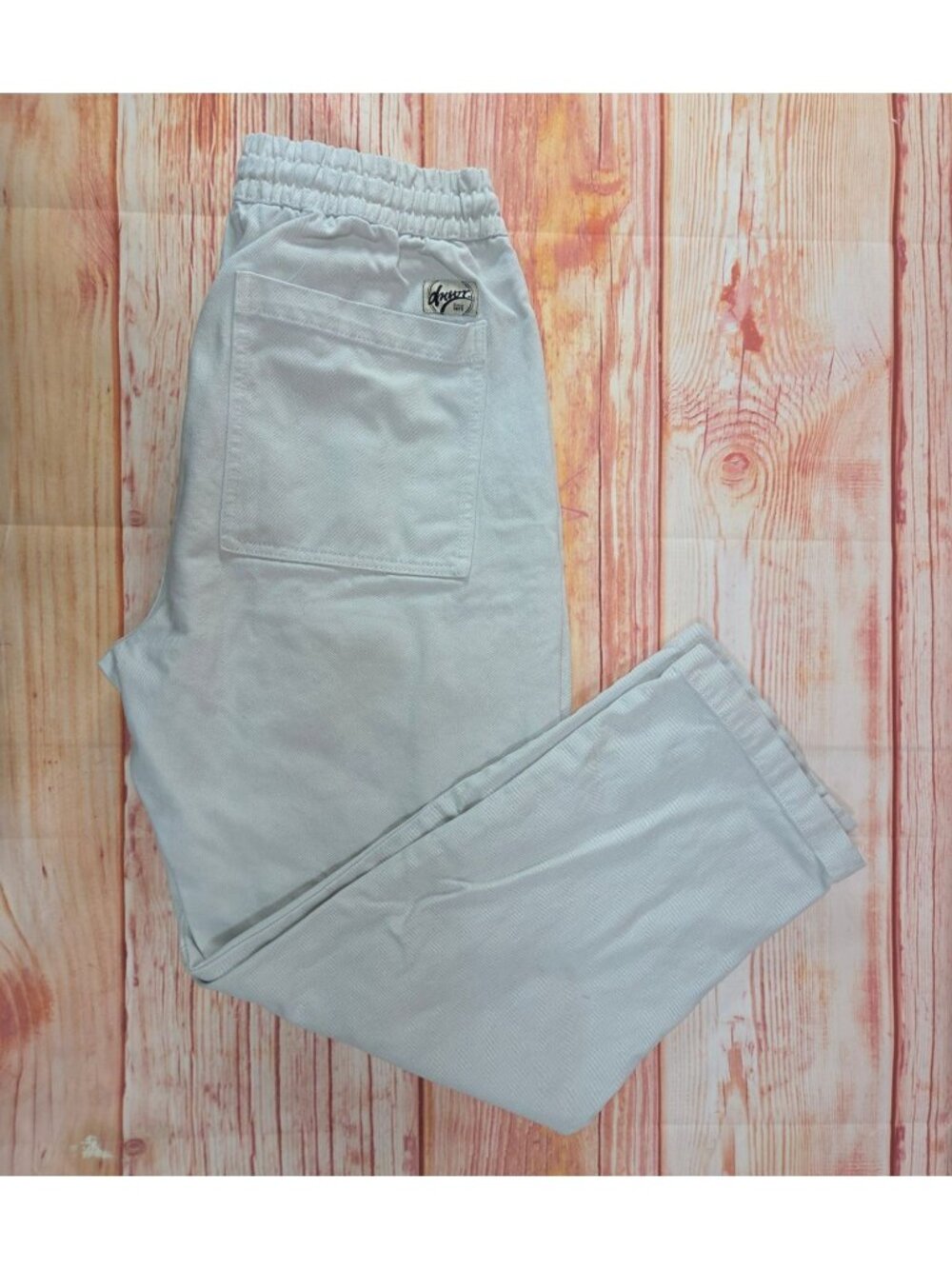 Zara White Cotton Drawstring Elastic Waist Pants Size Large